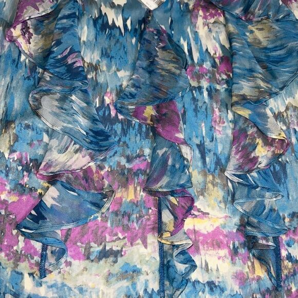 Banana Republic Multi-Color Silk Blouse, Flutter Sleeves & Ruffle Bib, Women’s M - Picture 10 of 11